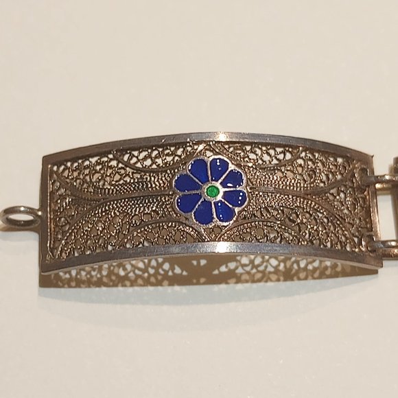 Vintage Rare Enamel filigree bracelet - Picture 4 of 8